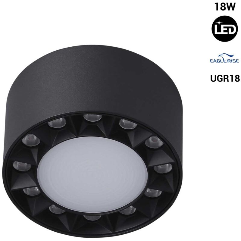 foto del prodotto barcelona led plafoniera led 18w ugr18 driver eaglerise bianco caldo