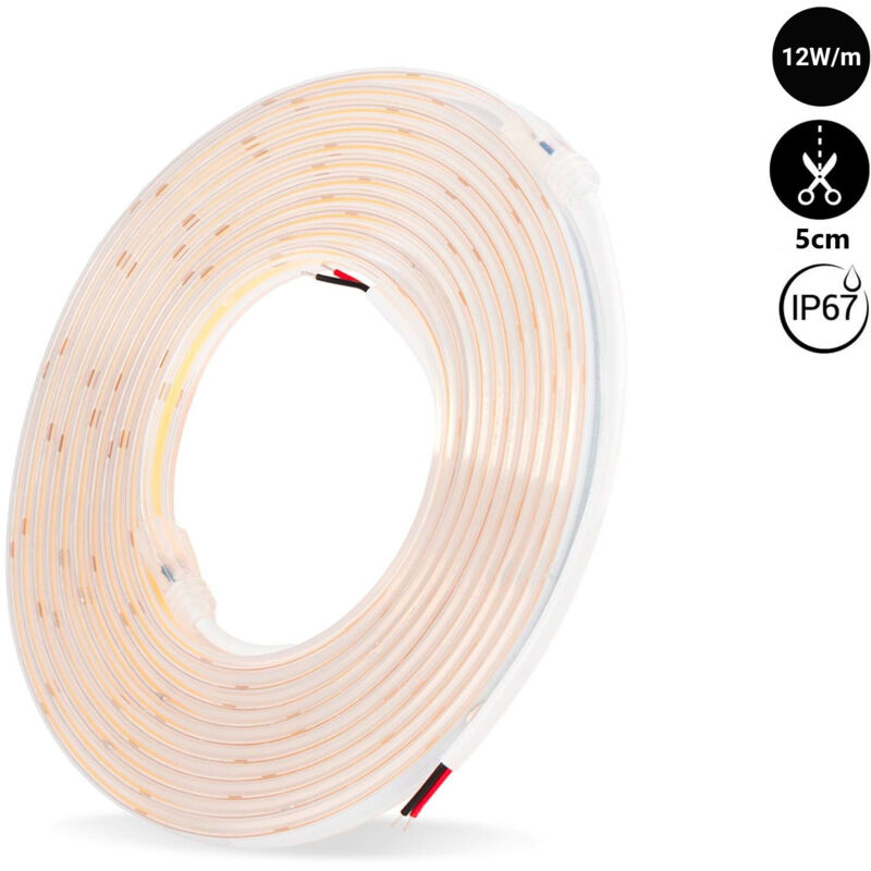 foto del prodotto barcelona led striscia led cob 24v dc 12w m 10mm ip67 rotolo 5 metri bianco neutro