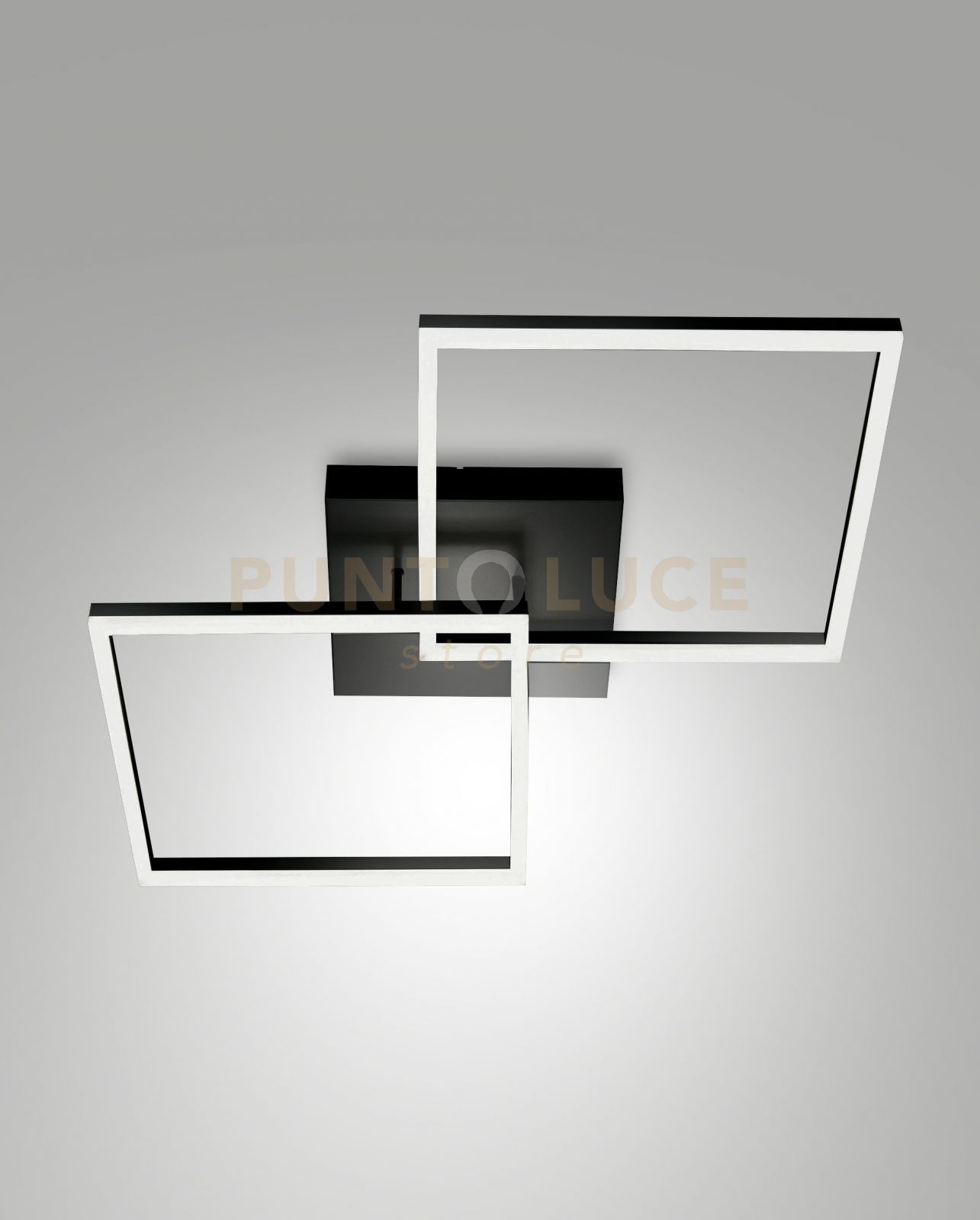 foto del prodotto bard plafoniera nera l.65x65cm 2 luci a led 3000k 52w 5180 lm dimmerabile