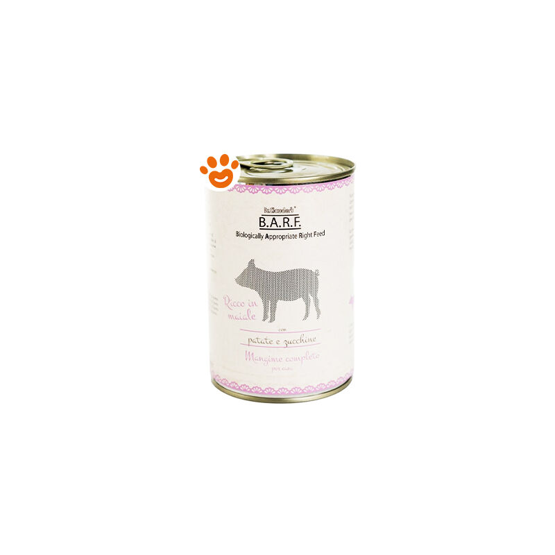 foto del prodotto barf dog alimento completo maiale dog alimento completo maiale lattina da 800 gr