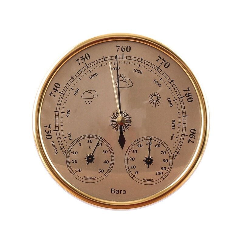 foto del prodotto barometro, stazione meteo con barometro e termometro igrometro, stazione meteo analogica da parete 3 in 1, per uso interno ed esterno