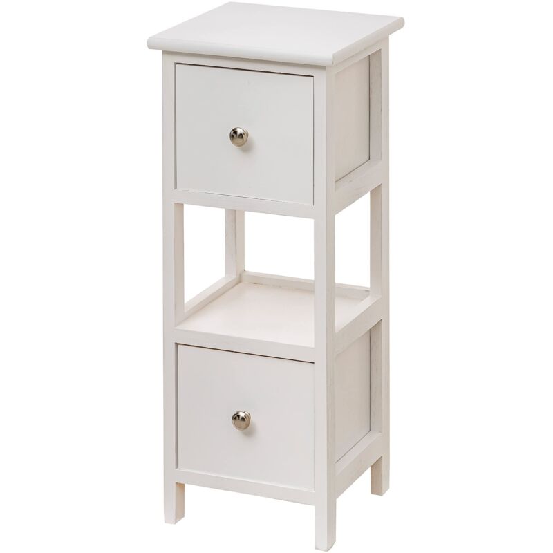 foto del prodotto baroni home comodino, mobiletto da soggiorno, salotto, camera da letto, cameretta, bagno, mobiletto multiuso, colore bianco con 2 cassetti e 1