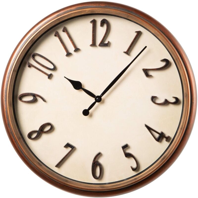 foto del prodotto baroni home orologio da parete in pvc silenzioso stile vintage bronzato numeri in rilievo 46x46x5 cm