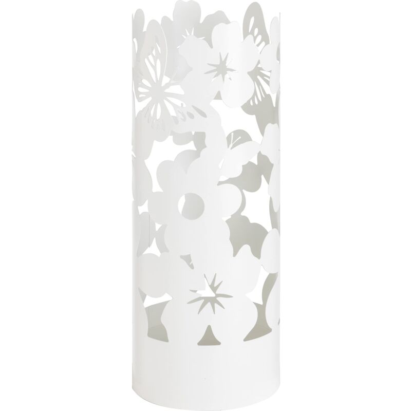 foto del prodotto baroni home portaombrelli design moderno porta ombrelli in metallo flowers con 2 gancini e vaschetta scolapioggia rimovibile 19x19x49 cm tortora 