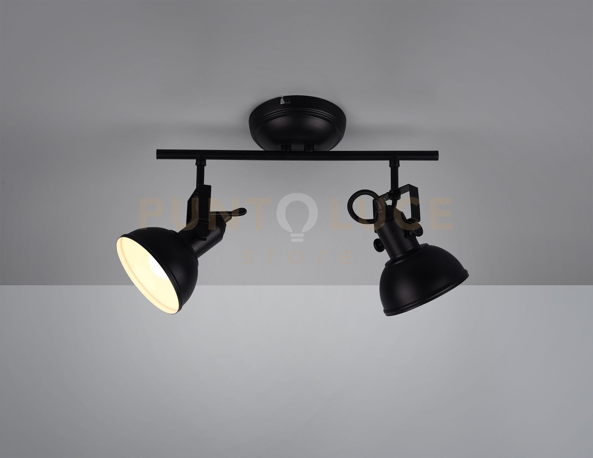 foto del prodotto barra 2 faretti metallo gina r80152032 36,5 cm nero