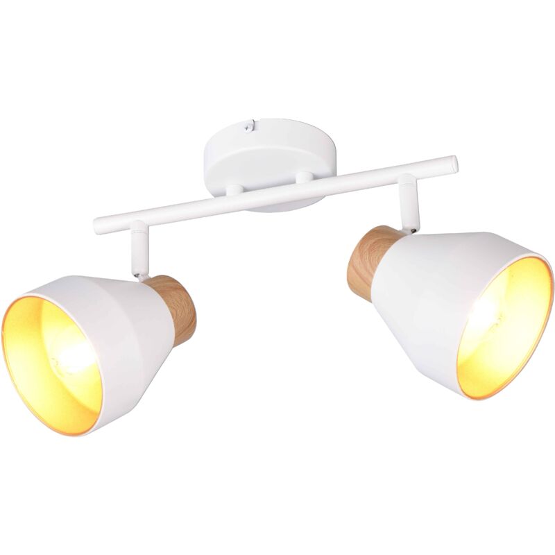 foto del prodotto barra 2 luci, metallo e legno, bianco e oro, l 32 cm, valentin