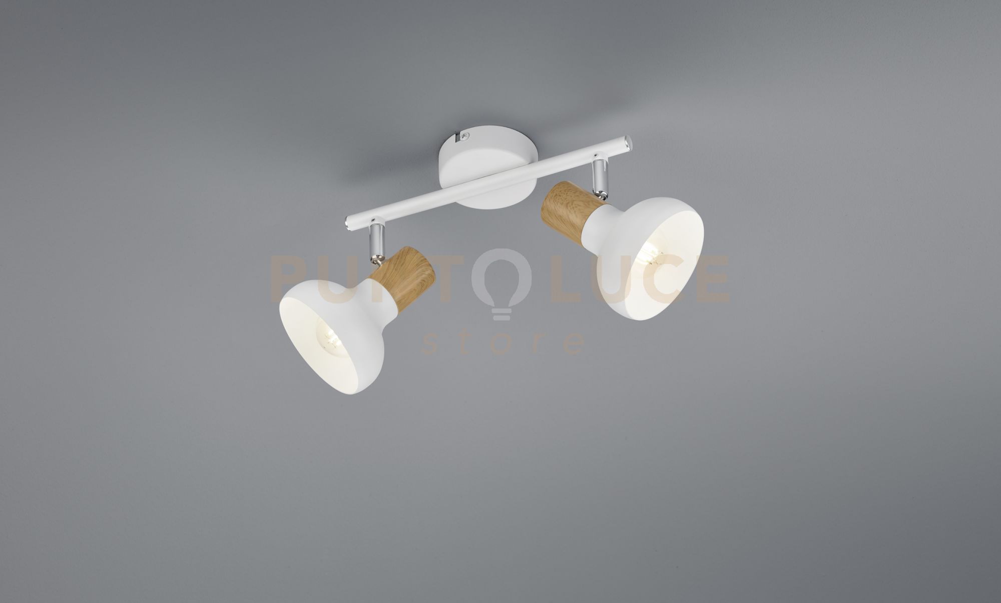 foto del prodotto barra 2 spots latika metallo bianco e effetto legno latika r81522031