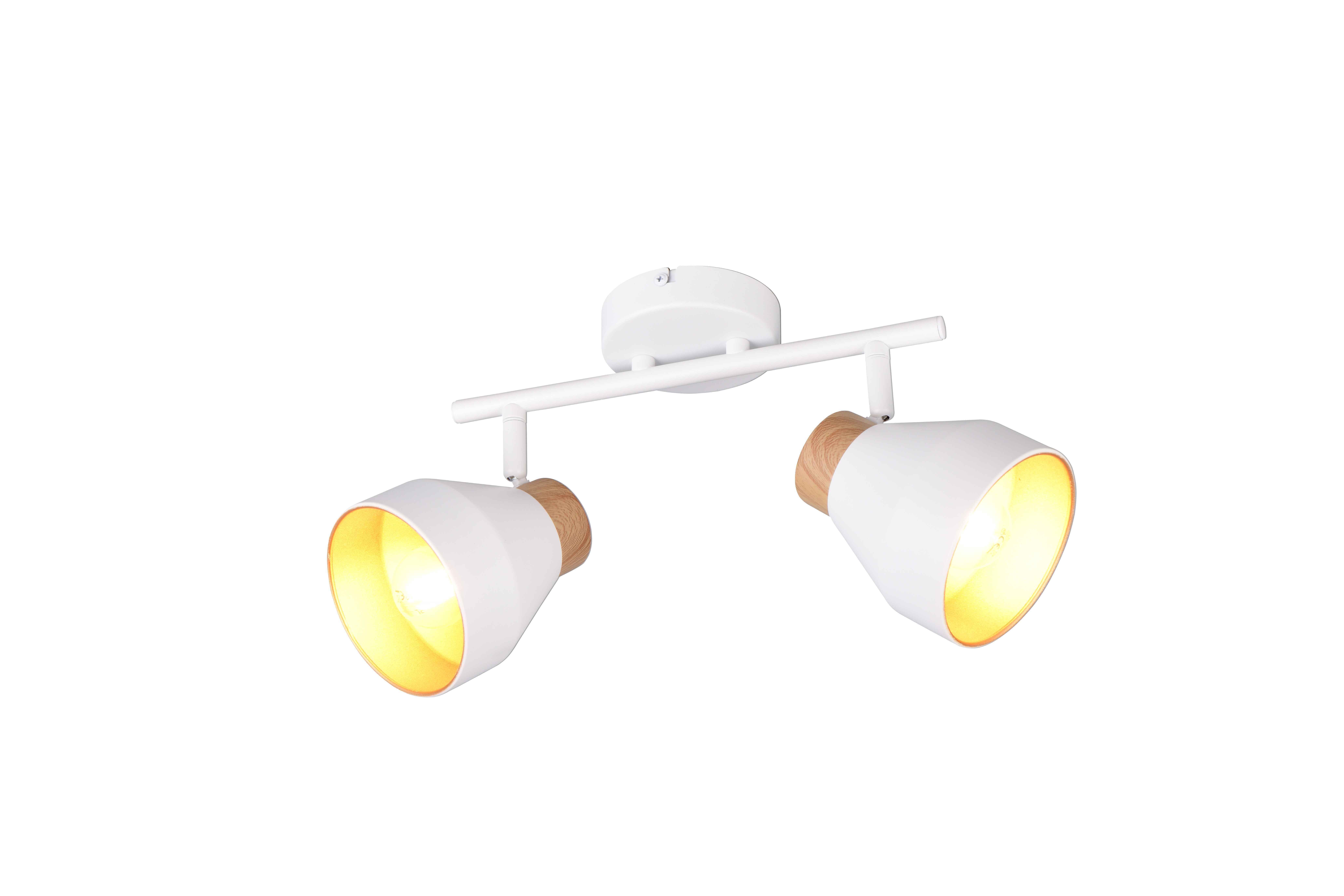 foto del prodotto barra 2 spots, metallo e legno, bianco e oro, l 32 cm, valentin