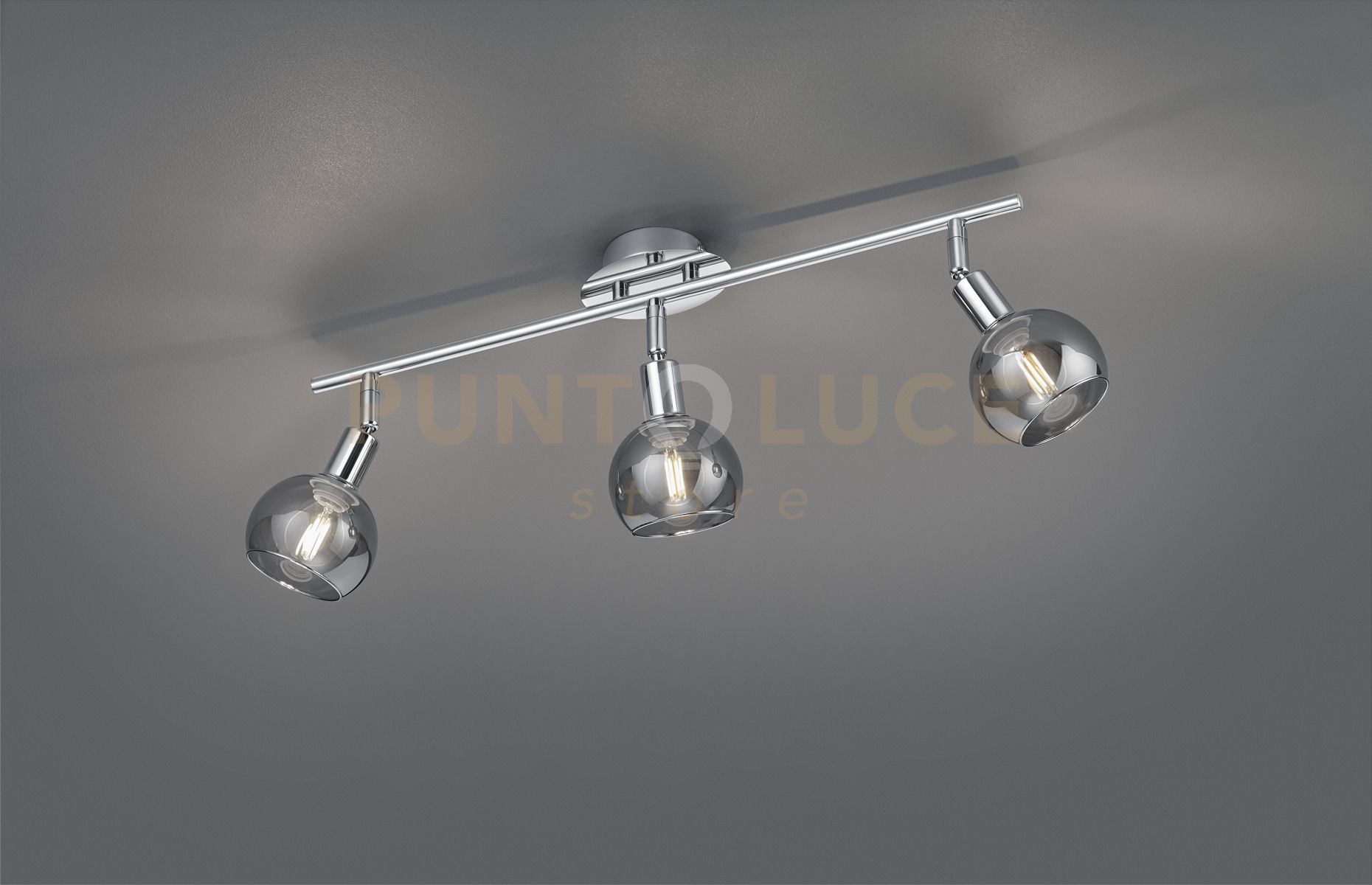foto del prodotto barra 3 faretti metallo cromo brest r80593006 58cm