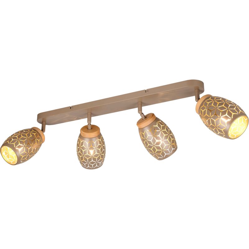 foto del prodotto barra 4 luci, metallo, caff e legno, l 74 cm, bidar