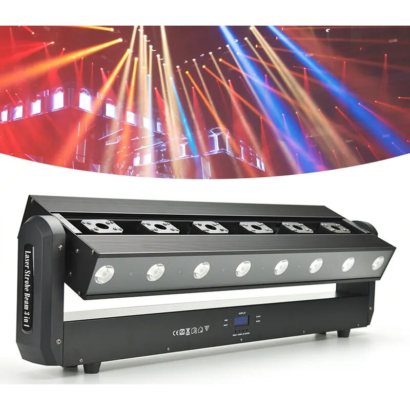 foto del prodotto barra 8 led motorizzata 3in1 strobo testa rotante da palcoscenico 200w rgbw