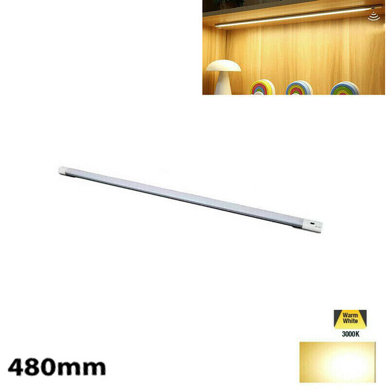 foto del prodotto barra a led cucina armadio luce calda sensore movimento mano ricaricabile 48cm
