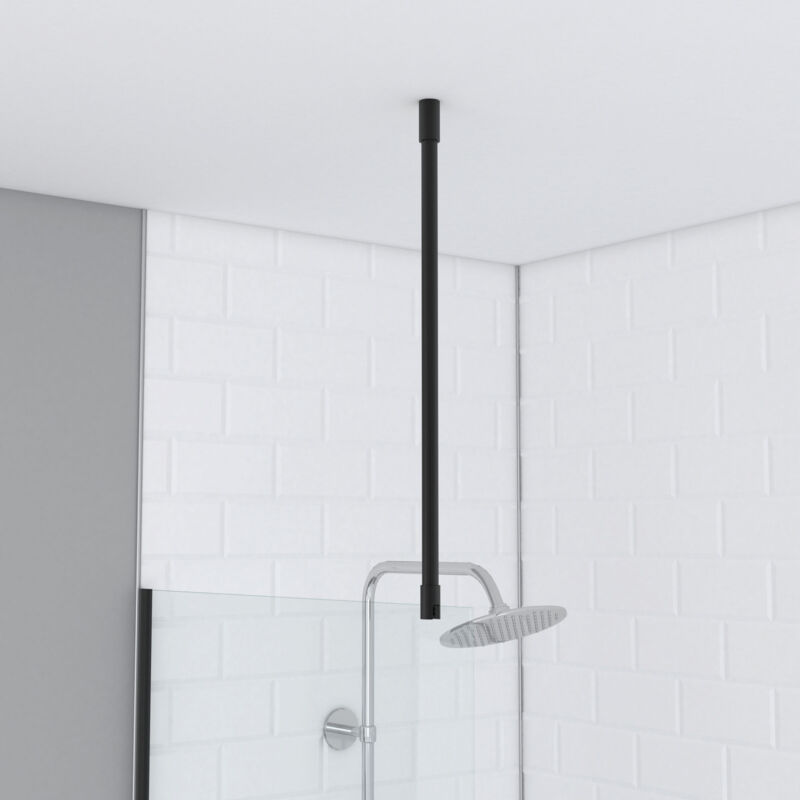 foto del prodotto barra di fissaggio al soffitto per doccia a filo pavimento laccata nero opaco 60 cm accorciabile