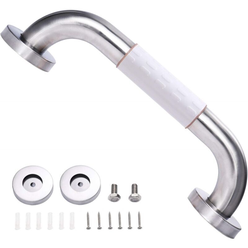 foto del prodotto barra di sostegno per doccia 30 cm, bianca barra di sostegno in acciaio inox da parete, barra di sostegno sicura per vasca da bagno, wc, bagno,