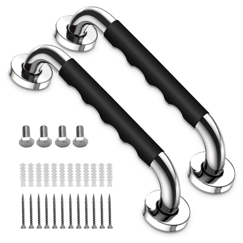 foto del prodotto barra di sostegno per wc, set da 2 da 30 cm, barra di sostegno antiscivolo per bagno, barre per doccia, supporto per corrimano in acciaio inox per