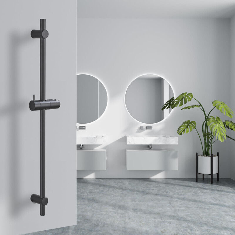 foto del prodotto barra doccia nera barra doccia da 70 cm con supporto per soffione doccia barra doccia universale moderna in acciaio inox detbom