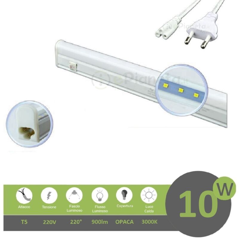 foto del prodotto barra led t5 10w 60cm sottopensile 220v lampada cucina con interruttore collegabile in serie luce calda