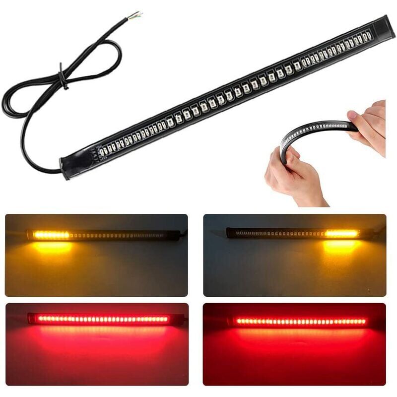 foto del prodotto barra luminosa posteriore per moto slim 12v48led 2835 3014smd luce freno a led flessibile rosso ambra