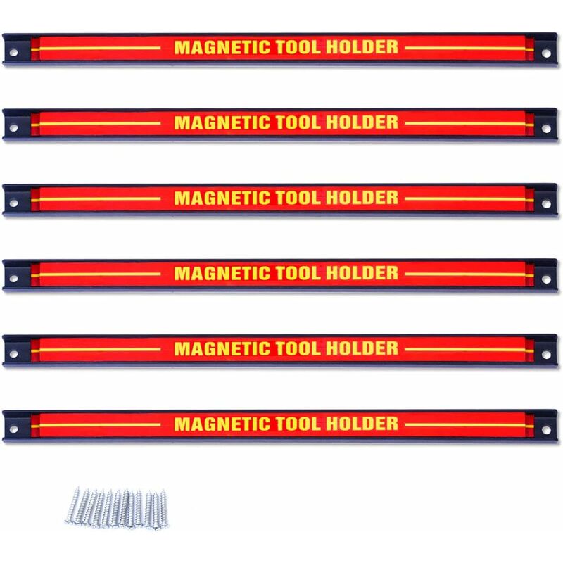 foto del prodotto barra magnetica per attrezzi rastrelliere da muro rosso 46x2,3x1,25 cm 6 x barra goplus