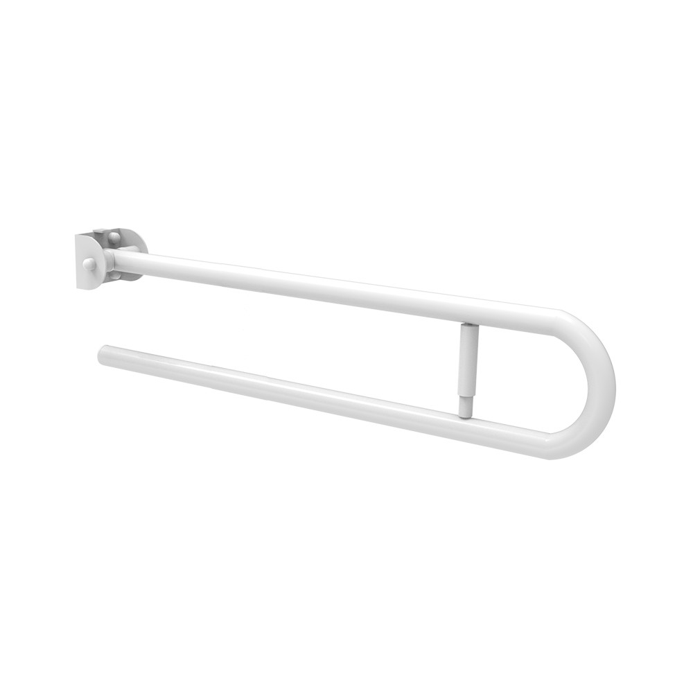 foto del prodotto barra maniglione in inox bianco ribaltabile cm 80 con porta rotolo