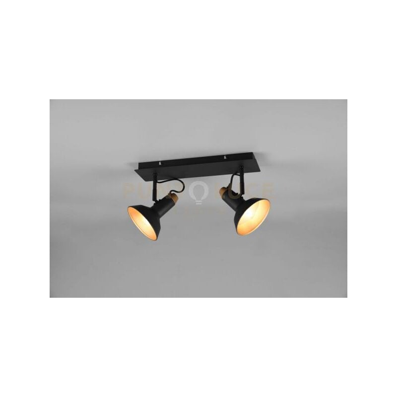 foto del prodotto barra roxie barra 2 faretti e portafarettis orientabili l.40cm metallo nero e oro 811900232