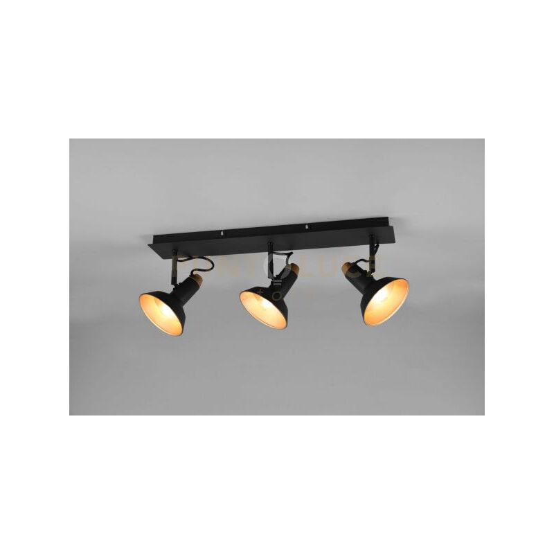 foto del prodotto barra roxie barra 3 faretti e portafarettis orientabili l.57cm metallo nero e oro 811900332