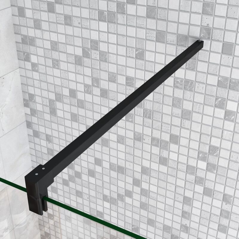 foto del prodotto barra stabilizzatrice nera opaca per rinforzare vetro box doccia lunga 90 cm tagliabile sezione quadrata