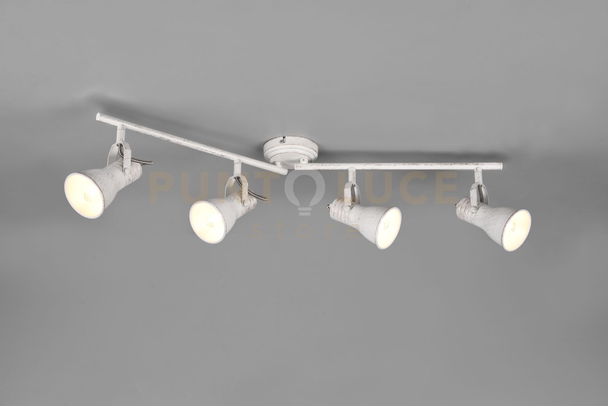 foto del prodotto barra steam barra 4 faretti e portafarettis orientabili l.77cm metallo bianco anticato 813400427