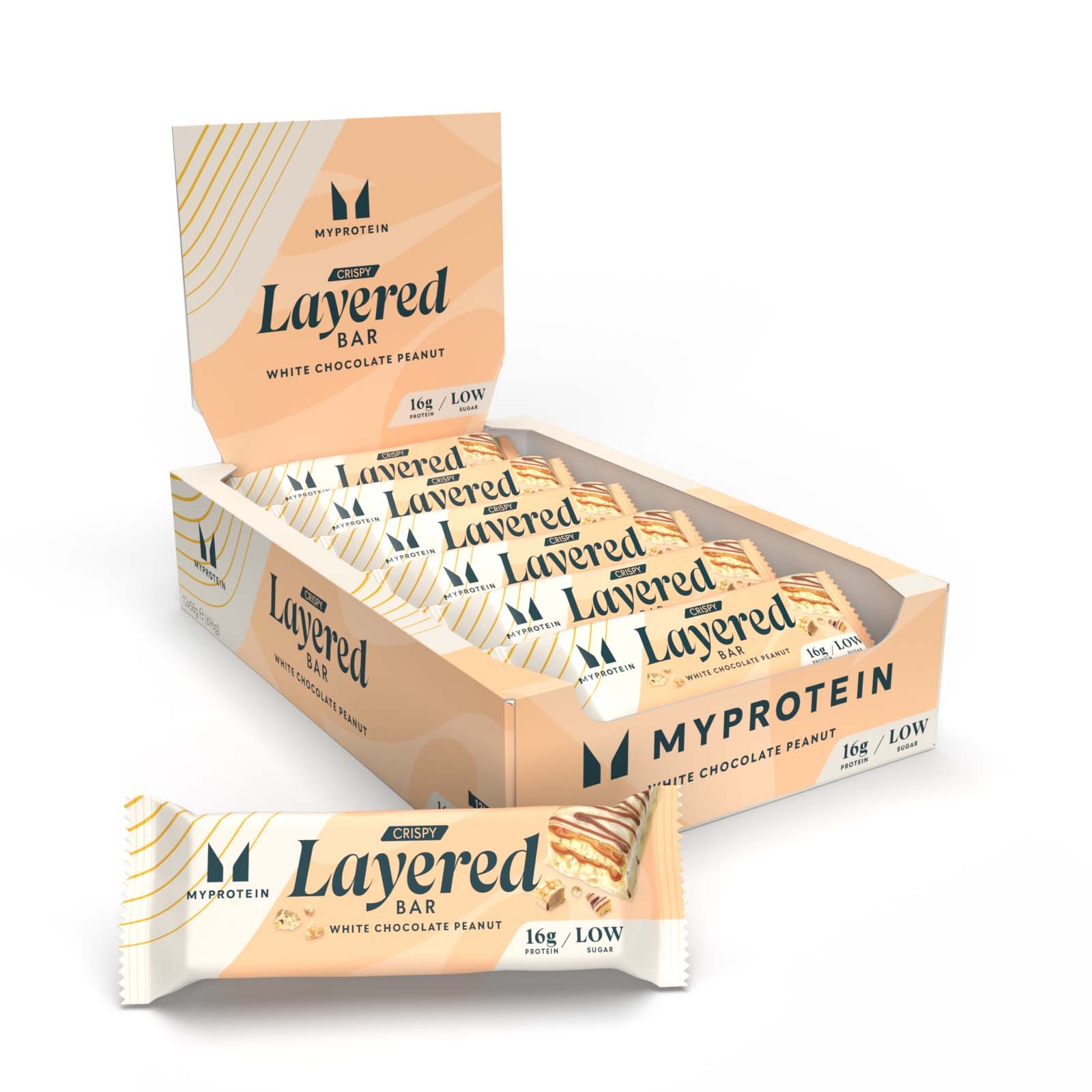 foto del prodotto barretta croccante a strati 12 x 58g cioccolato bianco e arachidi
