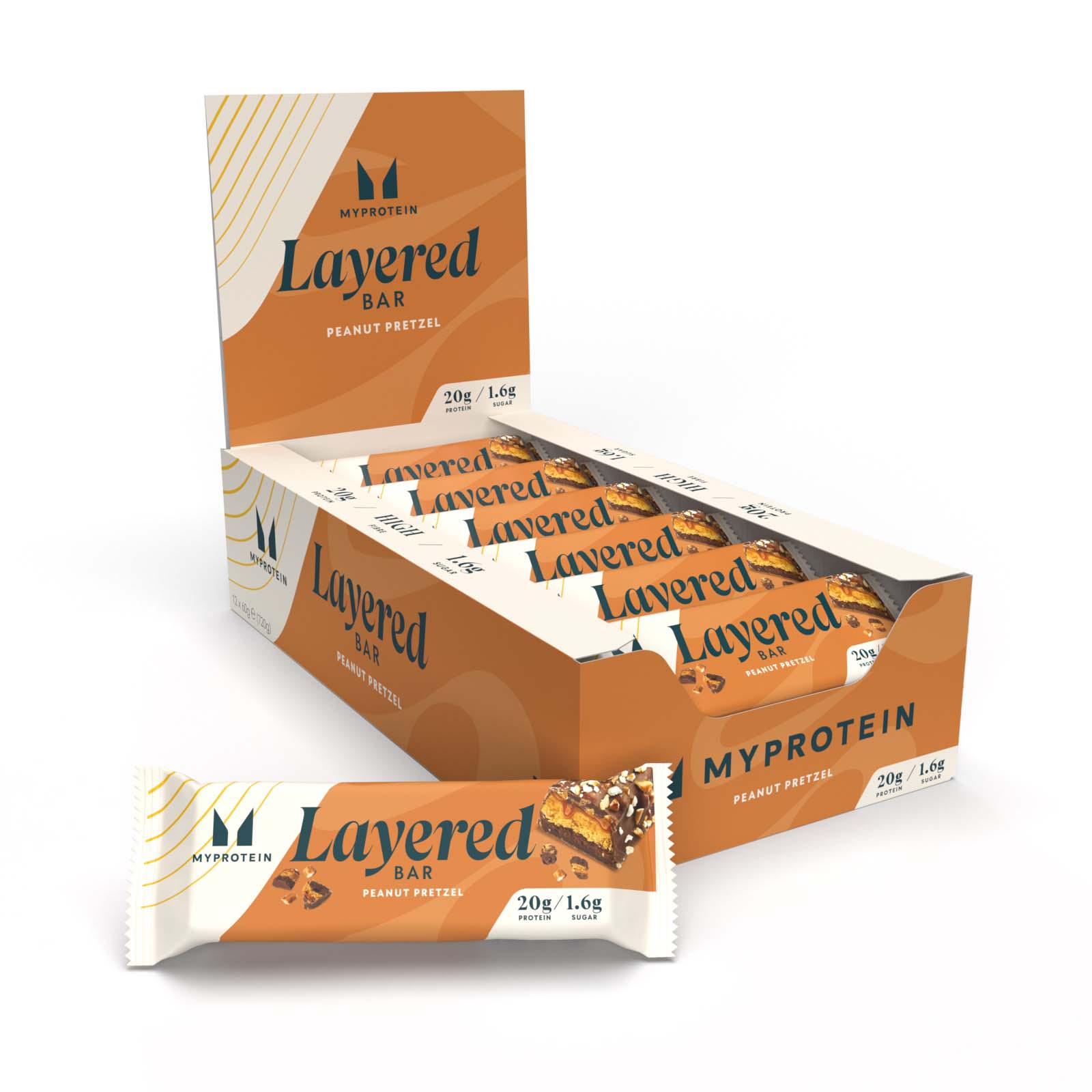 foto del prodotto barretta proteica a 6 strati 12 x 60g chocolate peanut pretzel