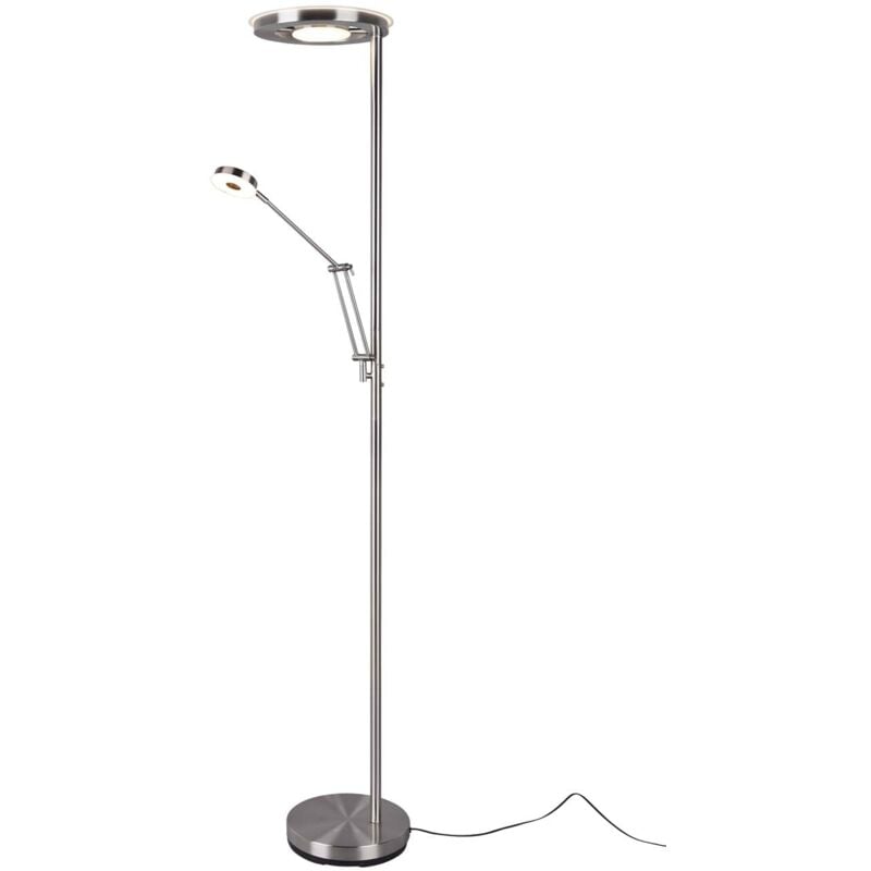 foto del prodotto barrie piantana led con lampada da lettura acciaio satinato con regolazione intensita e luce calda e fredda h. 180cm