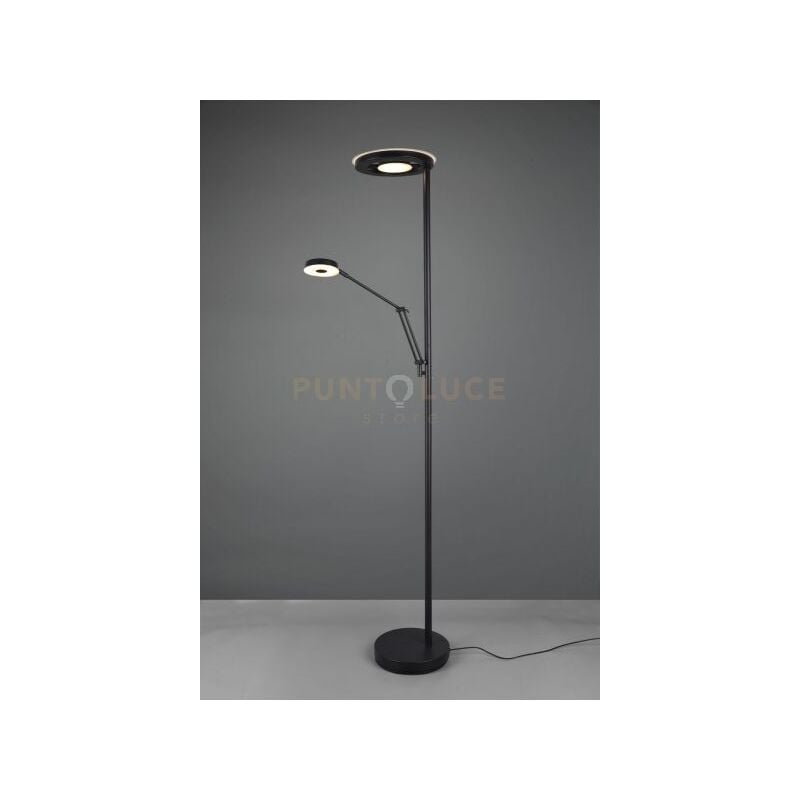 foto del prodotto barrie piantana led con lampada da lettura nera dimmerabile h. 180cm 2700 4000k 3700lm 32w