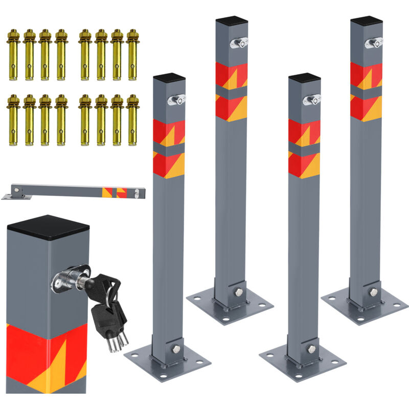 foto del prodotto barriera di parcheggio palo di confine barriera di parcheggio universale pieghevole palo di confine di parcheggio 4x set