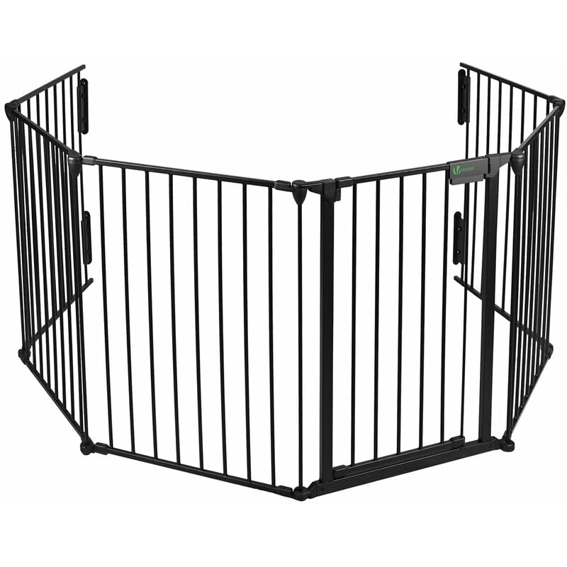 foto del prodotto barriera di sicurezza 360cm cancelletto regolabile pre assemblato per camino, cani, animali domestici e stufa, nero vounot