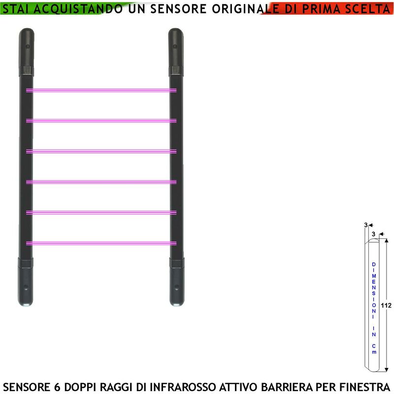 foto del prodotto barriera infrarossi attivi 6 multifasci segnalazione allarme rispetto a quanti fasci interrotti secondo programmazione rel libero tamper esclusione