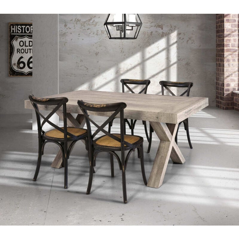 foto del prodotto bart tavolo da pranzo moderno allungabile in legno invecchiato