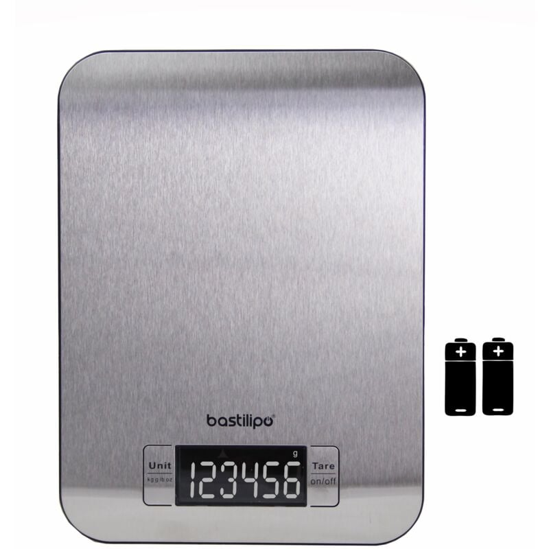 foto del prodotto bascula de cocina inox, graduacion 1gr, pantalla lcd, maximo 5 kg, incluye pilas modelo sca5k inox