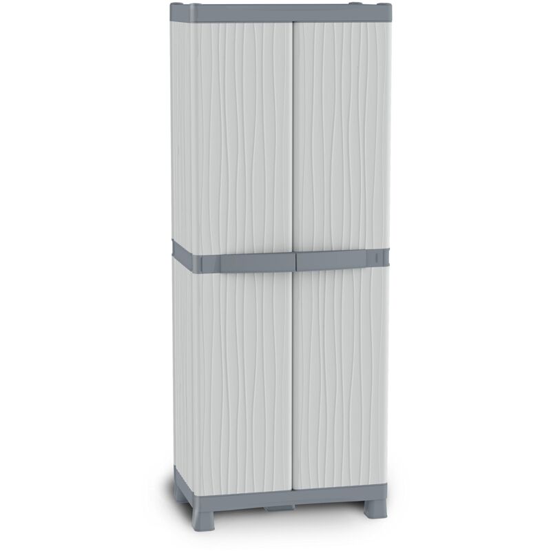 foto del prodotto base 3700 uw, armadio da esterno interno, due ante con divisorio verticale, 4 ripiani interni. materiale plastica, dimensioni 70x43,8x181,8 cm