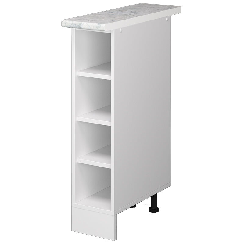 foto del prodotto base a ripiani r line, bianco, 20 cm con ripiani aperti, con piano di lavoro vicco