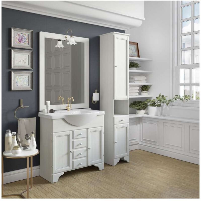 foto del prodotto base bagno con lavabo ceramica decap bianco 86cm