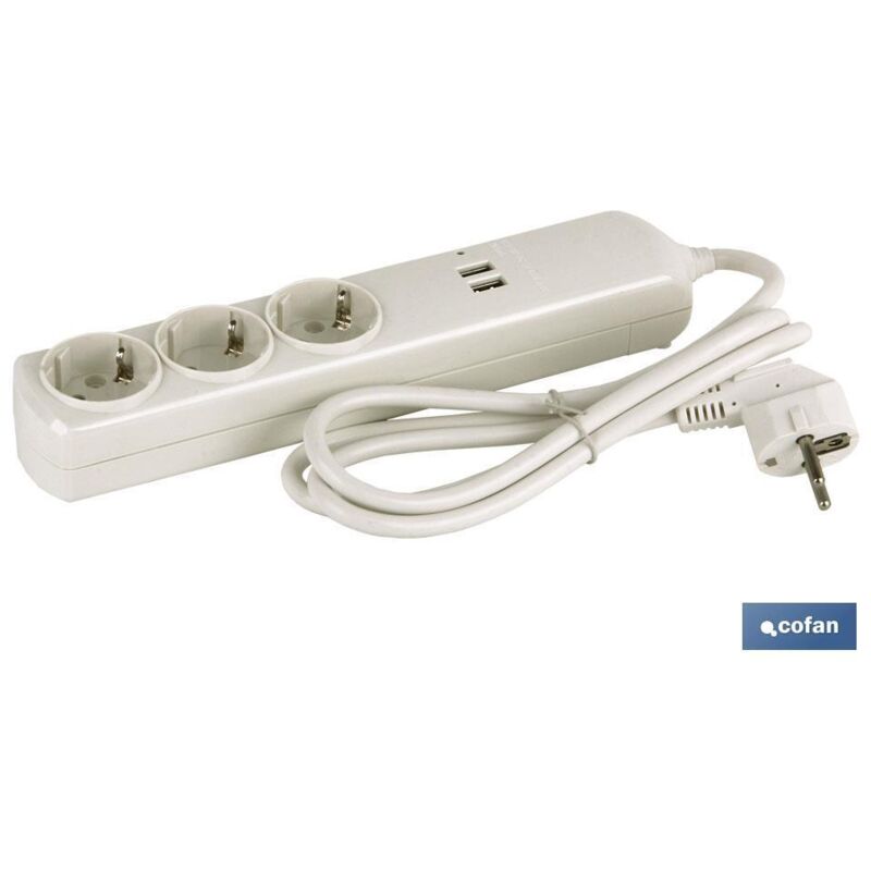 foto del prodotto base bipolare 3 uscite e prolunga 1,5m con t t laterale 16a 250v usb