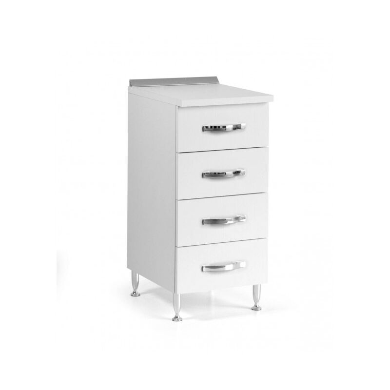 foto del prodotto base cassettiera cucina 40x50x85 cm in legno bianco frassinato con quattro cassetti foligno