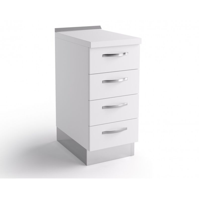 foto del prodotto base cassettiera cucina 40x60x84 cm in legno bianco opaco con quattro cassetti massa