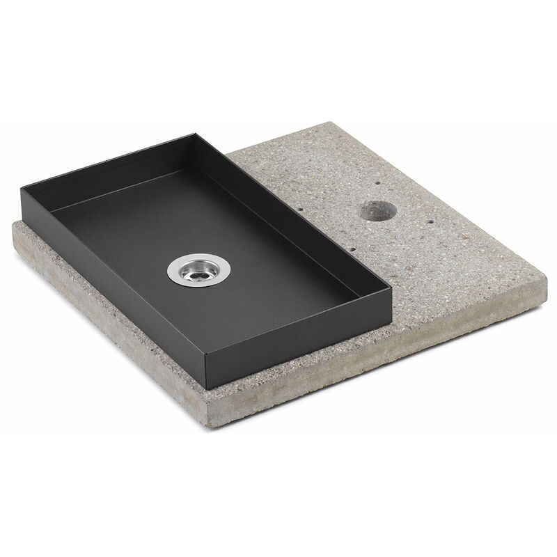 foto del prodotto base con vaschetta per fontane con ghiera grande 40x40x5 cm in cemento belfer 42 bse 5 antracite
