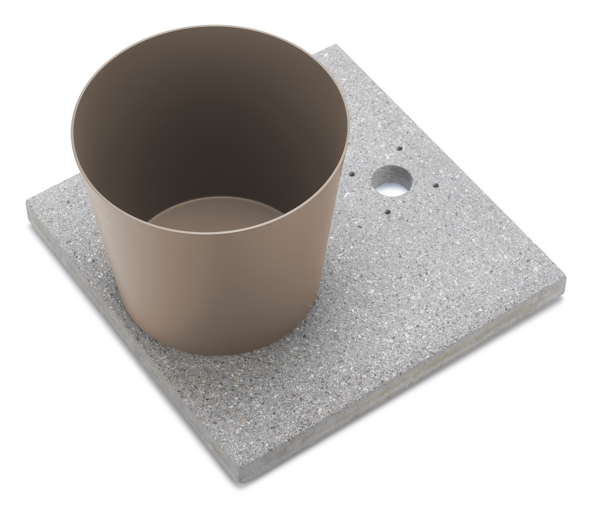 foto del prodotto base con vaschetta per fontane con ghiera piccola 40x40x5 cm in cemento belfer 42 bse 4 tortora