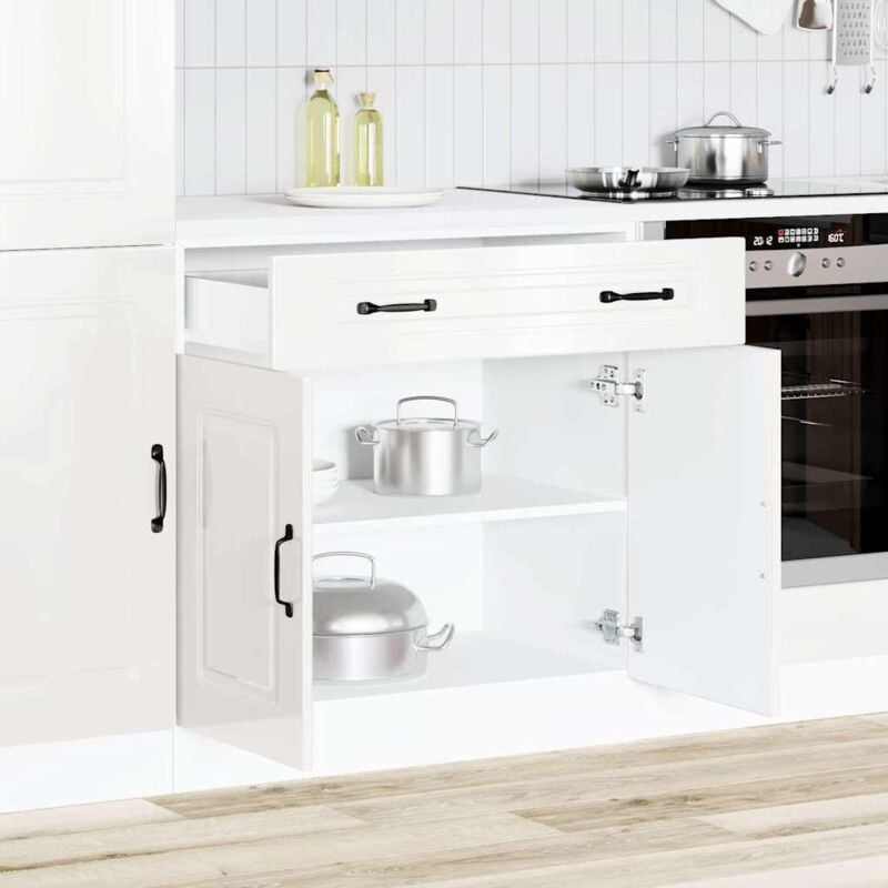 foto del prodotto base da cucina kalmar bianco lucido in legno multistrato vidaxl