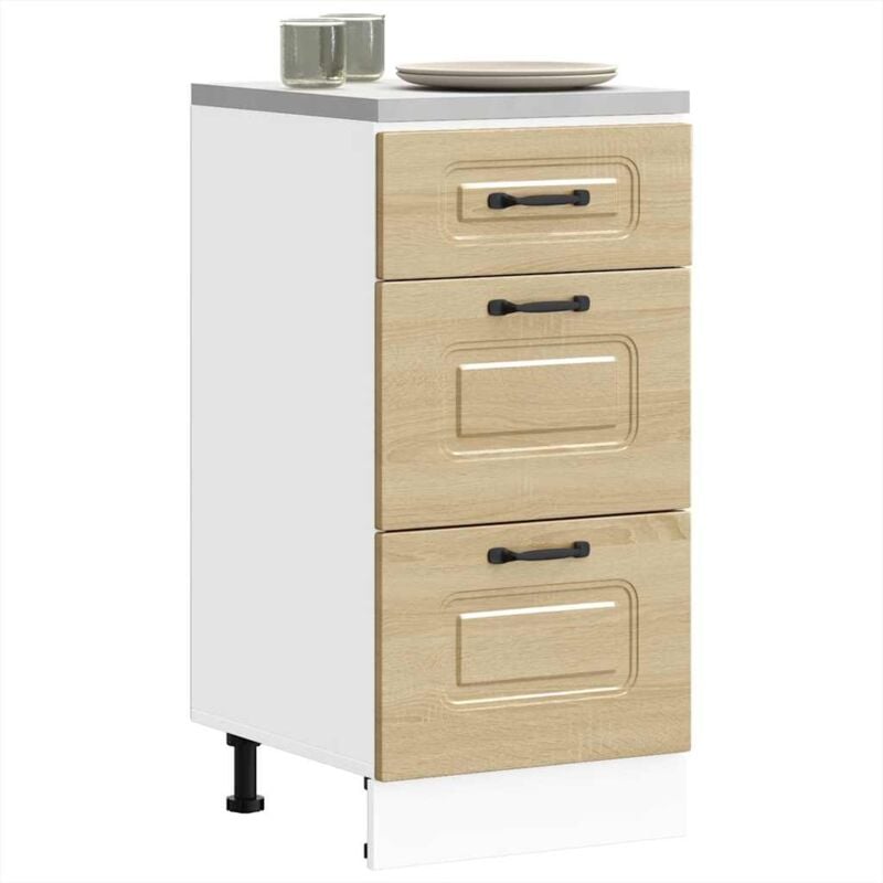 foto del prodotto base da cucina kalmar bianco lucido in legno multistrato vidaxl