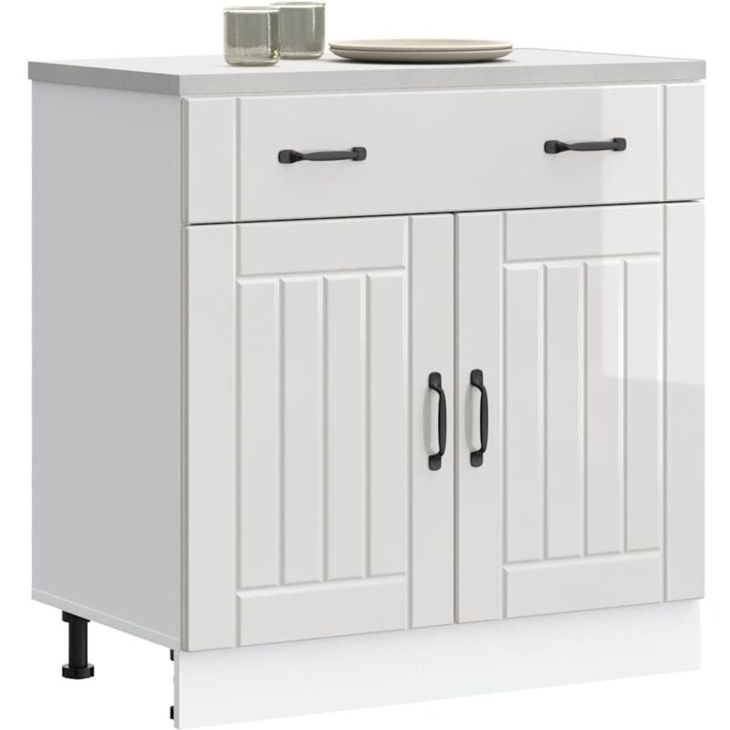 foto del prodotto base da cucina lucca bianco lucido in legno multistrato vidaxl