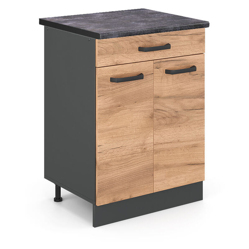 foto del prodotto base da cucina r line, quercia dorata, 60 cm , pl antracite vicco