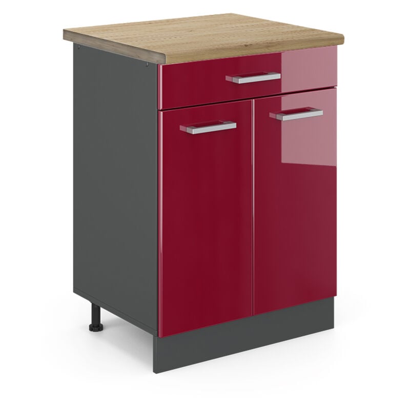 foto del prodotto base da cucina r line, rosso bordeaux lucido, 60 cm , pl rovere, vicco